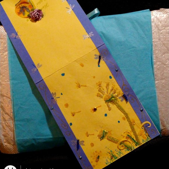Yellow/Purple Dragonfly Border, Dandelion in the Wind Jewelled Sentiments - Picture 1 of 3